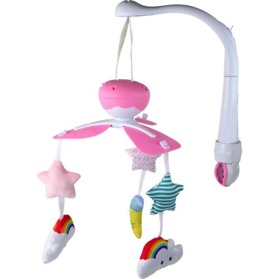 Dětský kolotoč nad postýlku Sky Pink s mráčky