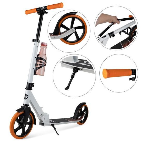 Dětská skládací koloběžka s hliníkovým rámem Scooter bílo-oranžová