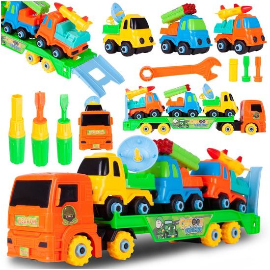 Šroubovací nákladní auto se 3 autíčky Cartoon Vehicle