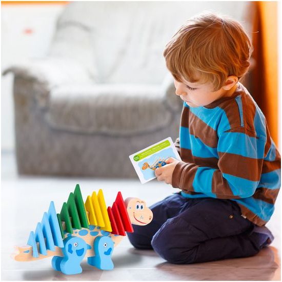 Dřevěná ukládačka pro děti Dinosaurus