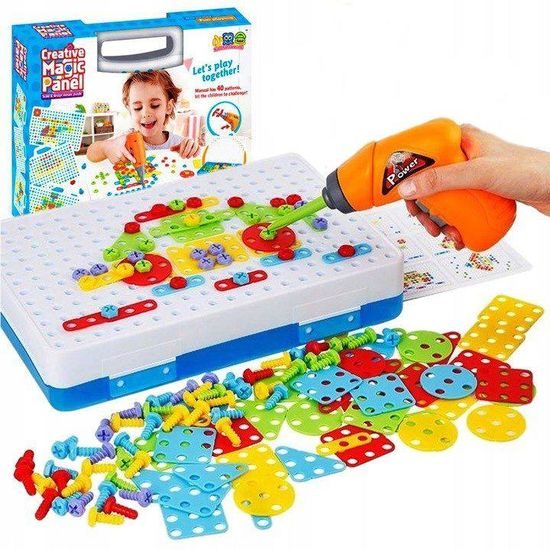 Majlo Toys konstrukční stavebnice s vrtačkou na baterie Magic Panel 151 ks