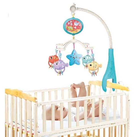 Kolotoč nad postýlku s projektorem a dálkovým ovládáním Vodní Krajina - modrý