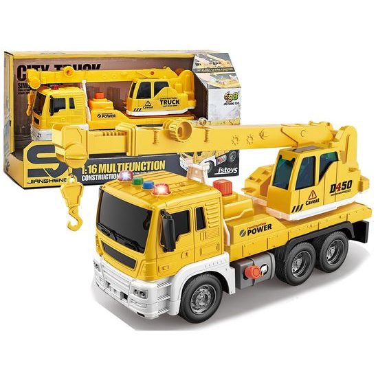 Autojeřáb se světlem a zvukem City Truck 1:16 - žlutý