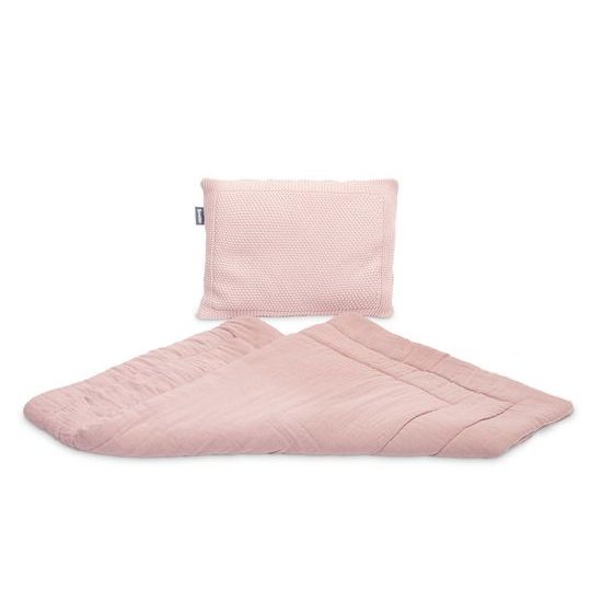 Pletená sada z mušelínu do postýlky a kočárku Sensillo růžová