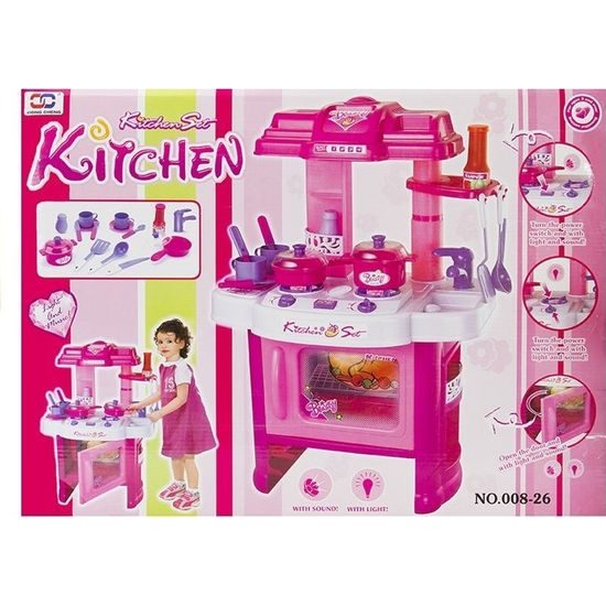 Dětská kuchyňka s příslušenstvím růžová