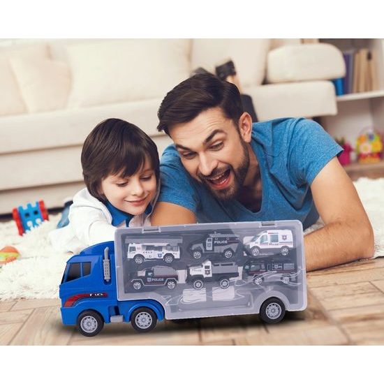 Nákladní auto se 6 kovovými autíčky a skluzavkou Carrier Truck