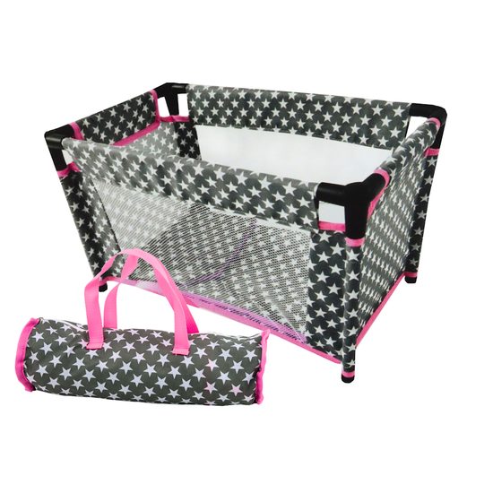 Alice postýlka pro panenku 7701 šedo-růžová