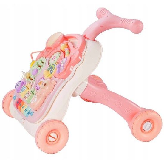 Doris interaktivní chodítko s hracím stolečkem 2v1 růžové