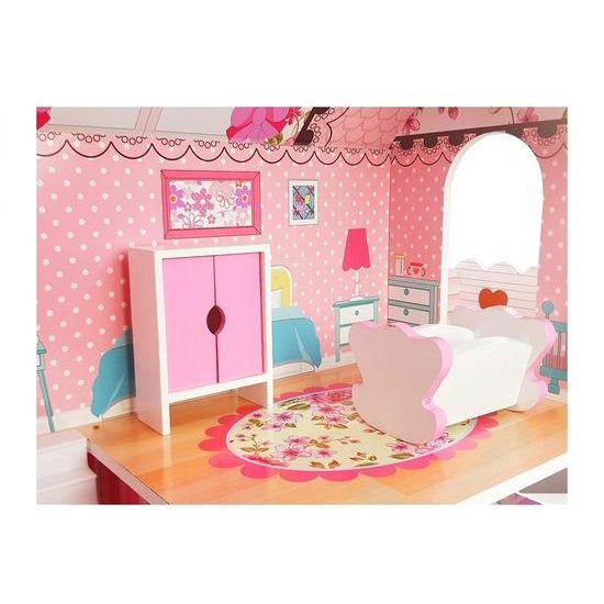 Majlo Toys dřevěný dvoupatrový domeček pro panenky Milena