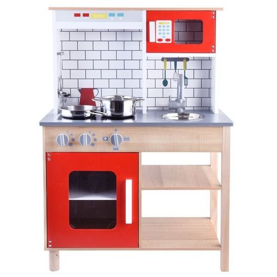 Dětská dřevěná kuchyňka s příslušenstvím Red Kitchen