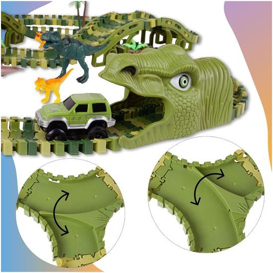 Autodráha s autíčkem na baterie a dinosaury 240 dílků Dino Track