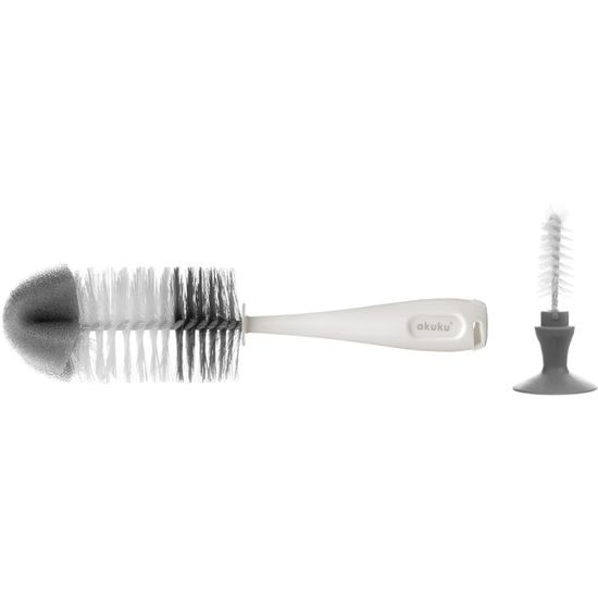 Kartáč na láhev a dudlík s přísavkou Akuku Šedá