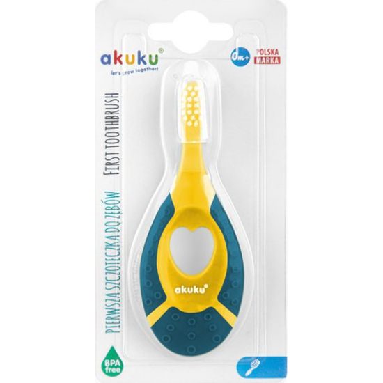 První zubní kartáček se silikonovým kousátkem zelenožlutý