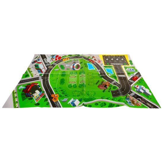 Parkovacia garáž s autíčkom, helikoptérou a hracou podložkou Racing Garage