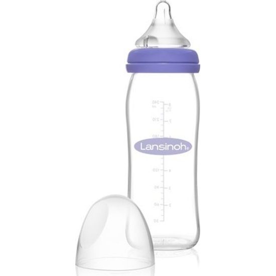 Lansinoh Sklěněná láhev 240ml, savička