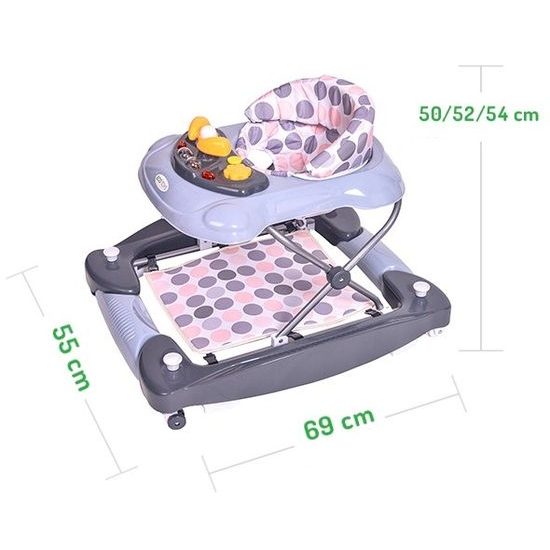 Ecotoys dětské chodítko s houpačkou 2v1 šedé