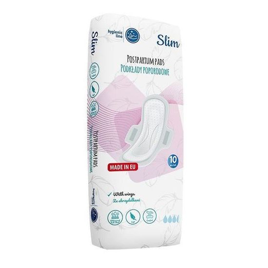 Jednorázové ultrasavé poporodní vložky s křidélky Akuku Slim 10 ks v balení - bílá