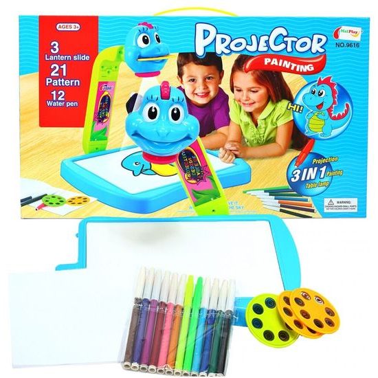 Projektor s kreslící tabulkou a 21 šablonami Dráček