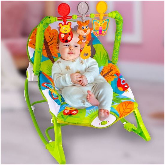 Kojenecké lehátko 3v1 s vibracemi Veverka- zelené