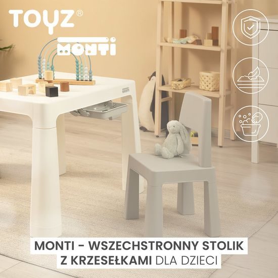 Dětský stůl Monti + 2 židle šedý