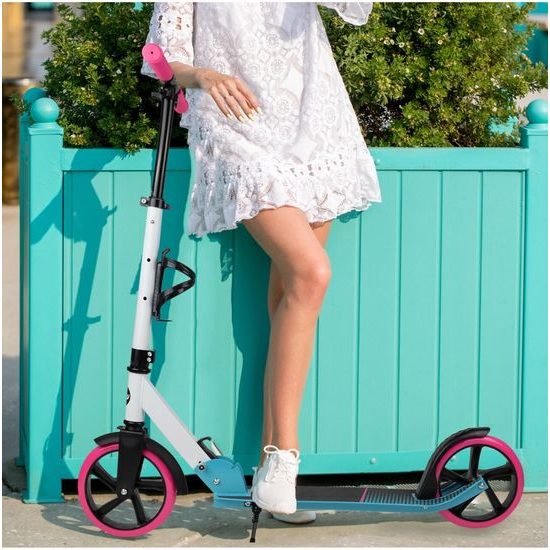 Dětská skládací koloběžka s hliníkovým rámem Scooter bílo-modrá