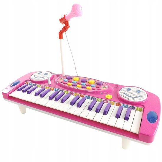 Dětské elektronické klávesy s mikrofonem a nahráváním Music Keyboard růžové