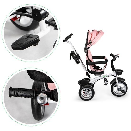 Ecotoys dětská tříkolka s otočným sedadlem 2v1 růžová