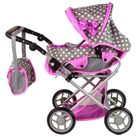 Alice kočárek pro panenky 9346 kombinovaný šedo-růžový