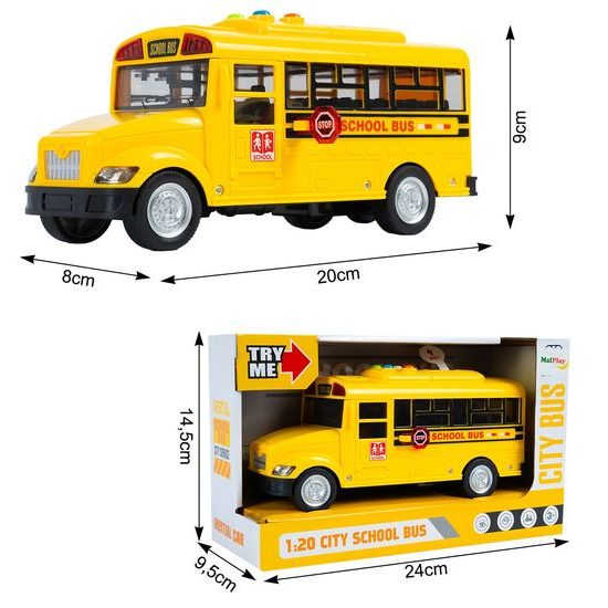 Dětský autobus se světlem a zvuky School Bus 1:20