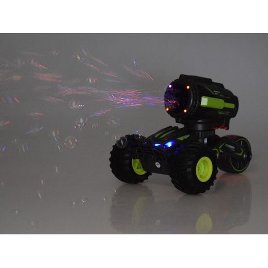 Kaskadérské autíčko na dálkové ovládání s bublifukem Stunt Car - černozelené