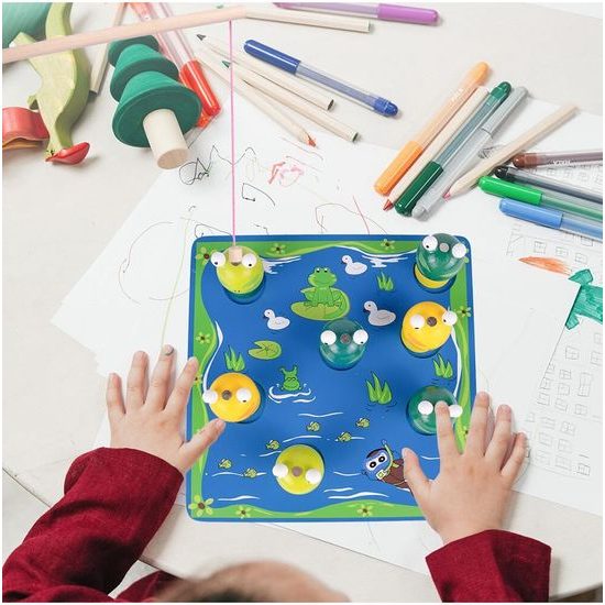 Dřevěné žabičky na lovení na magnet 3D