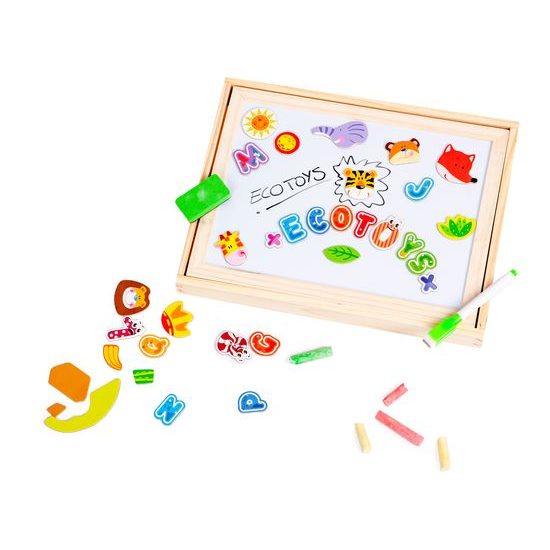 Ecotoys dřevěná magnetická tabulka Puzzle