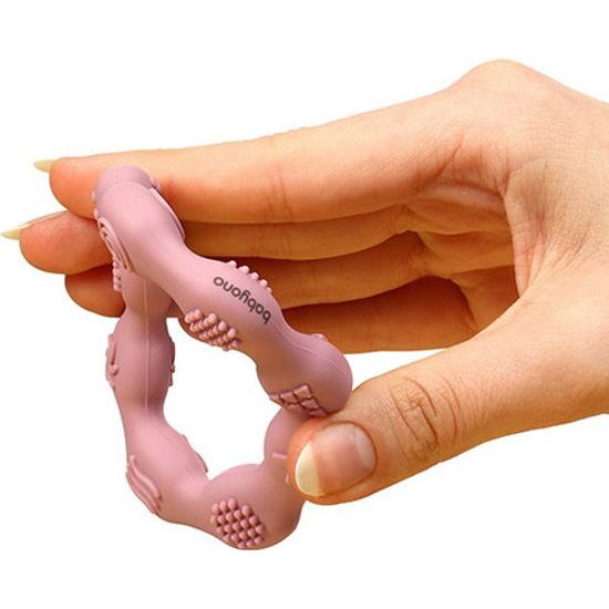 Silikonový kroužek na kousání růžový