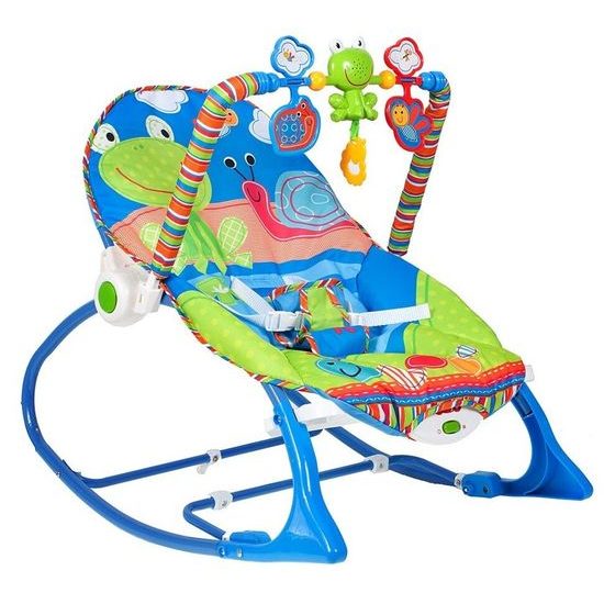 Kojenecké lehátko 3v1 s vibracemi Žabka - modré