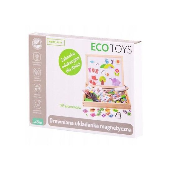 Ecotoys dřevěná magnetická tabulka Puzzle