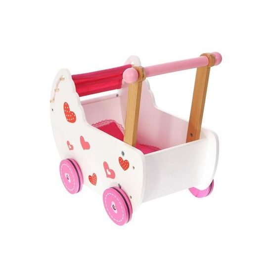 Ecotoys dětské dřevěné chodítko kočárek