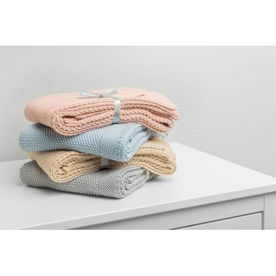 Sensillo dětská deka do kočárku pletená 100% bavlna šedá