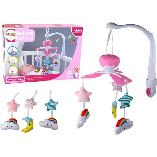 Dětský kolotoč nad postýlku Sky Pink s mráčky