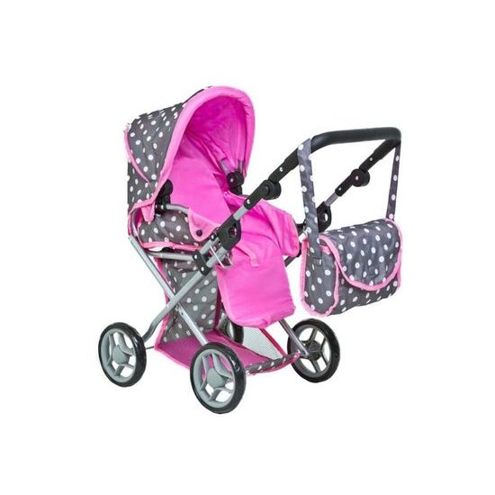 SMONTOVÁNO Doris kočárek pro panenky kombinovaný - 9346 růžovo-šedý