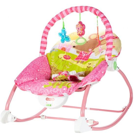 Kojenecké lehátko 3v1 s vibracemi Myška - růžové