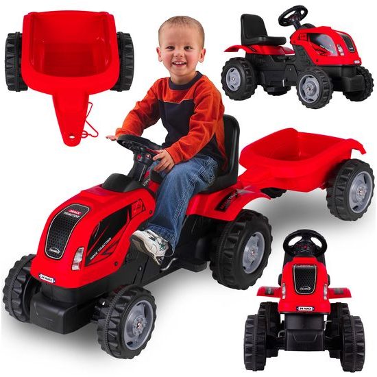 Dětský šlapací traktor s vlečkou Max červený