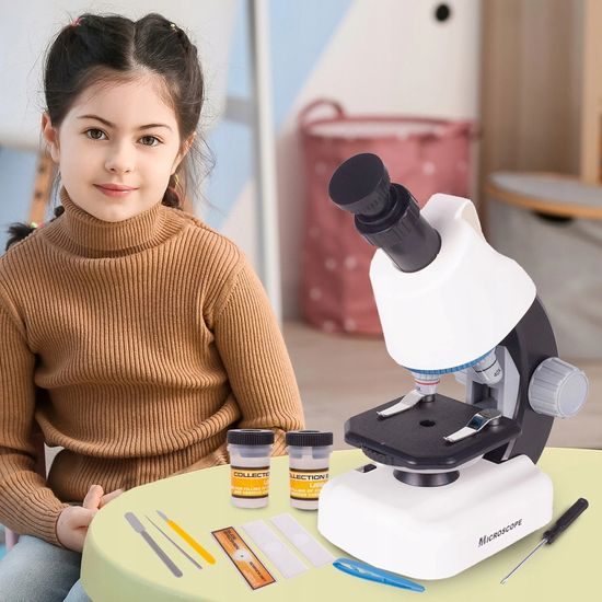 Dětský mikroskop na baterie Little Scientific bílý