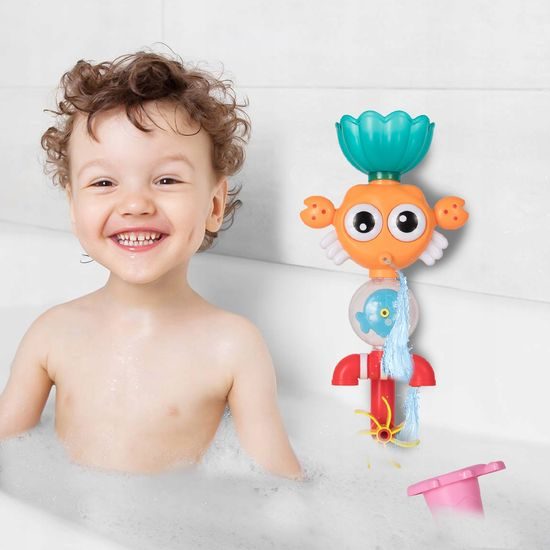 Krab s kolovrátkem a fontánou pro děti do vany Fountain Crab