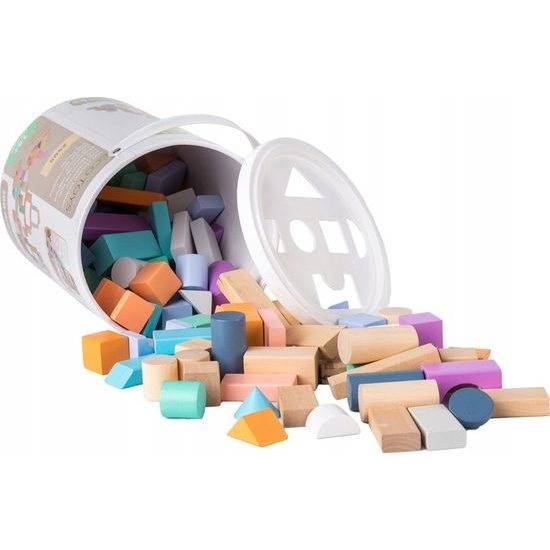 Ecotoys sada dřevěných kostek 100 ks v boxu