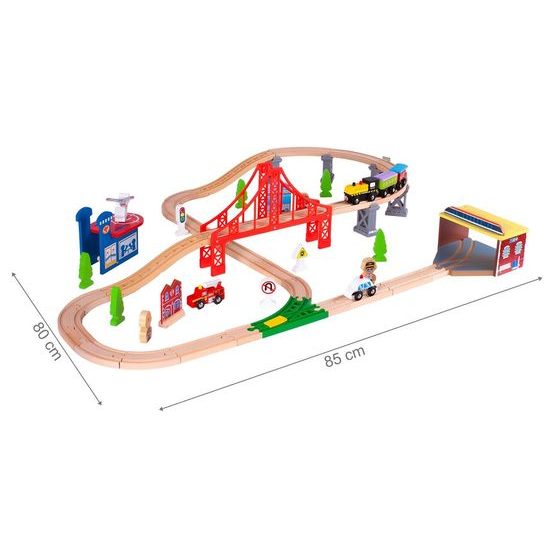 Dřevěná vláčkodráha Wooden Train 70 dílků