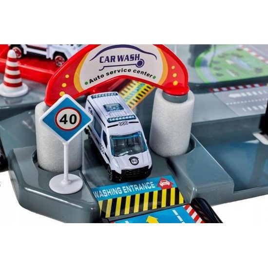 Parkovací garáž se 4 autíčky, helikoptérou a výtahem City Police