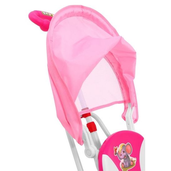 Dětská tříkolka s vodící tyčí Slon růžový