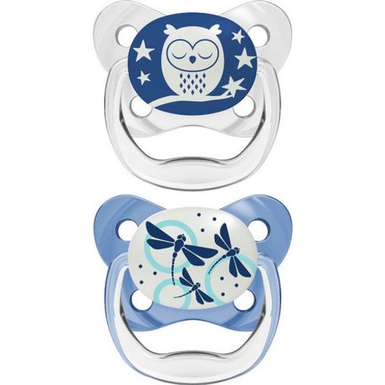 Dr Brown's Ortodontický dudlík Prevent svítící, 2ks, 0-6m, modrý
