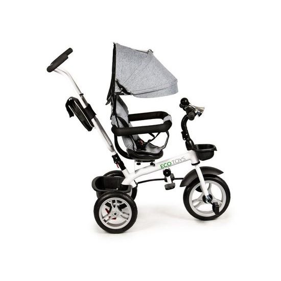 Ecotoys dětská tříkolka s otočným sedadlem 2v1 šedá