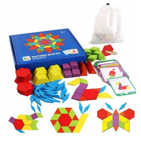 Dřevěné puzzle pro děti Pattern Blocks 155 dílků